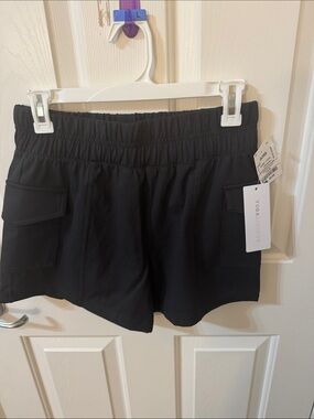 Yogalicious Black Cargo Shorts with Elastic Waist